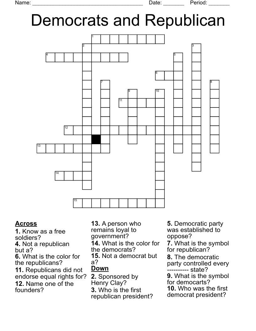 Democrats and Republican Crossword