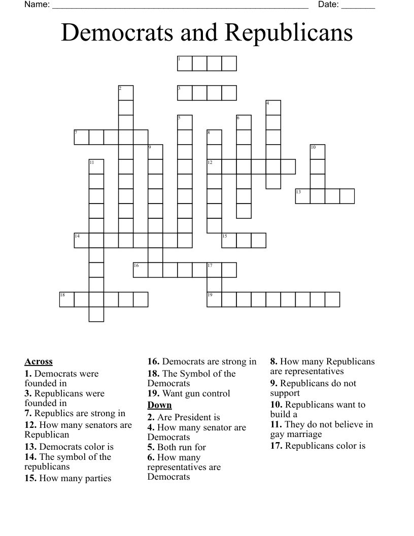 Democrats and Republicans Crossword