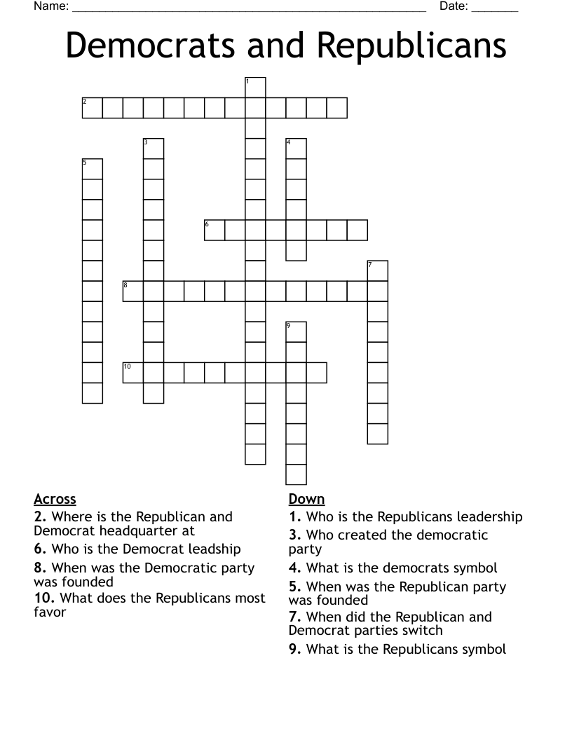 Democrats and Republicans Crossword