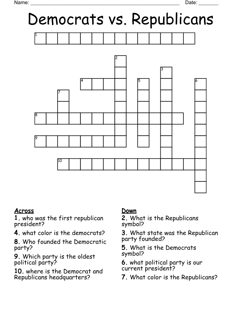 Democrats vs. Republicans  Crossword