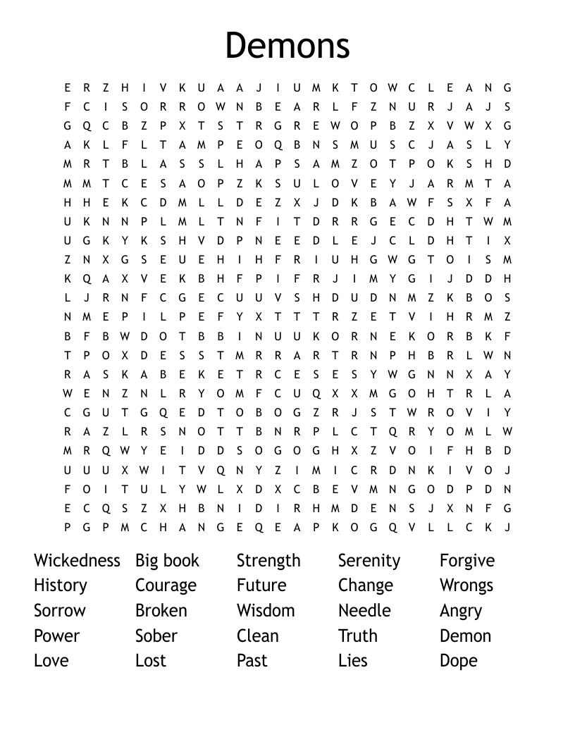 Demons Word Search