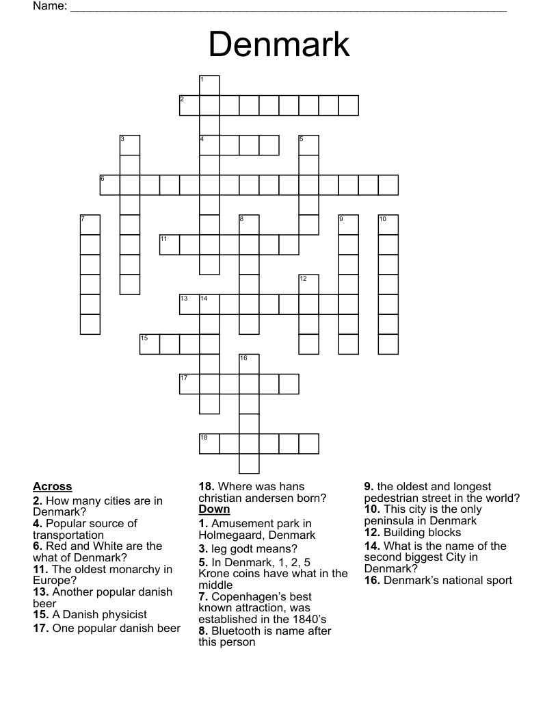 Denmark Crossword