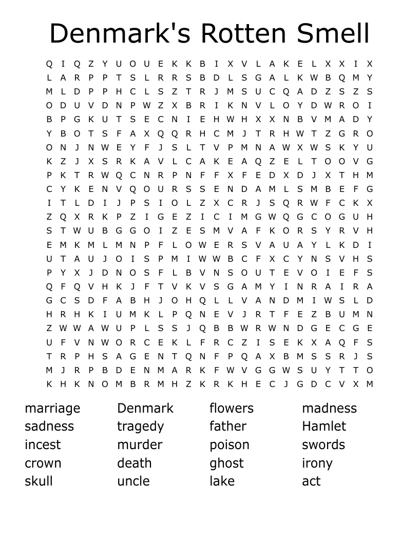 Denmark's Rotten Smell Word Search