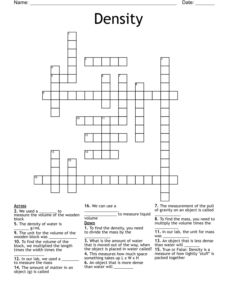 Density Crossword