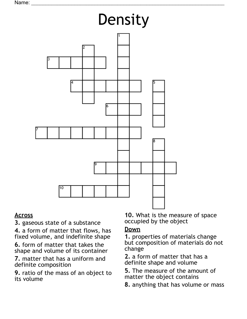 Density Crossword