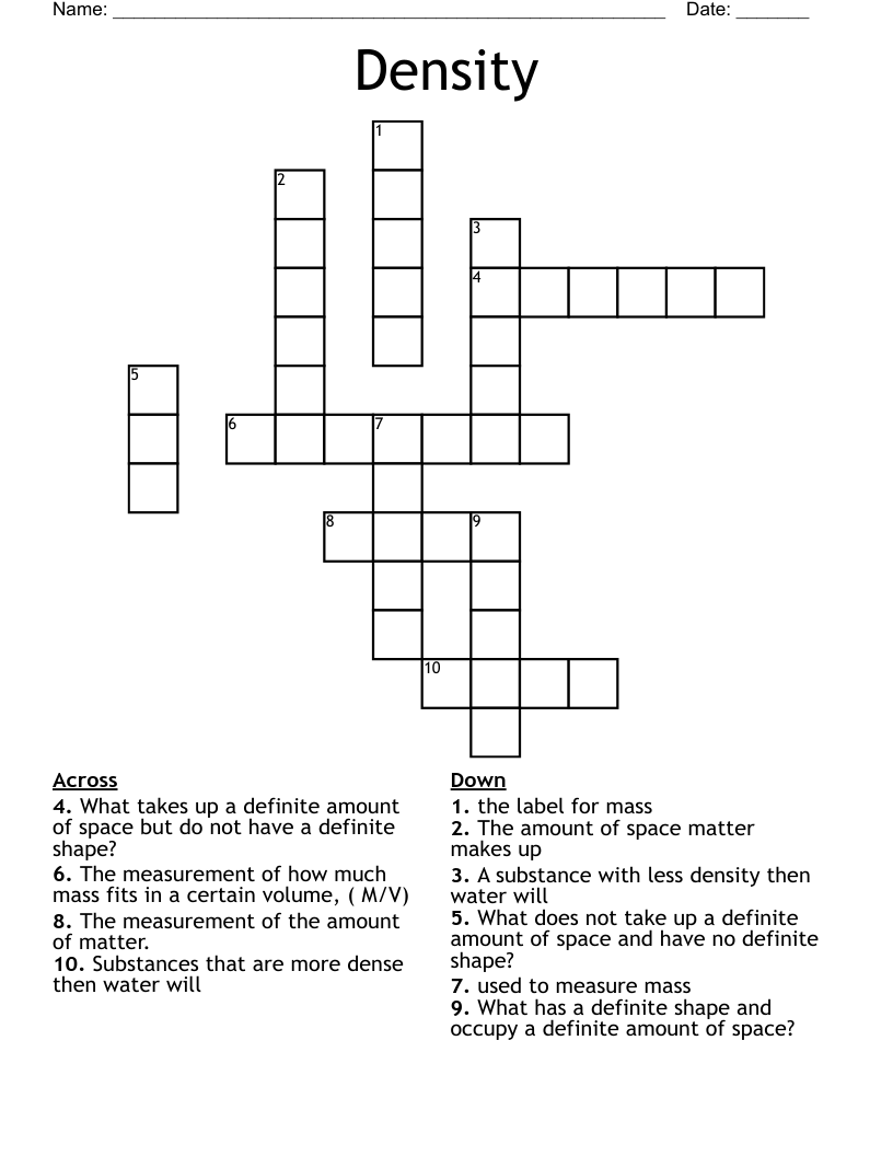 Density Crossword