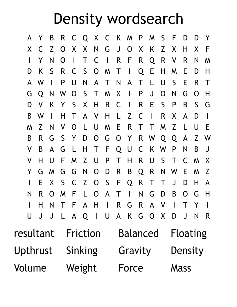 Density wordsearch
