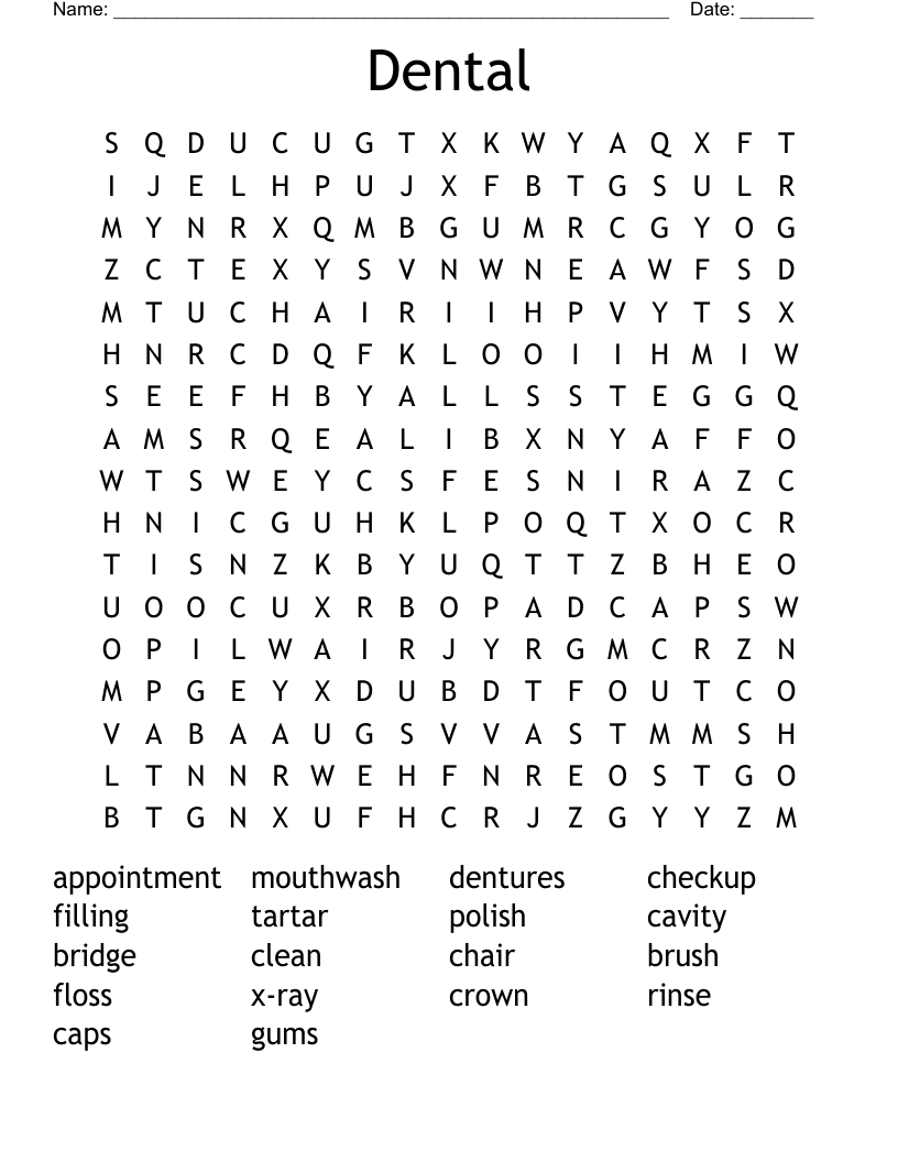 Dental Word Search