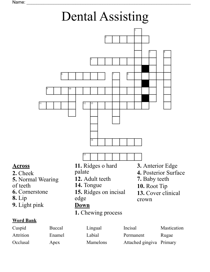 Dental Assisting Crossword