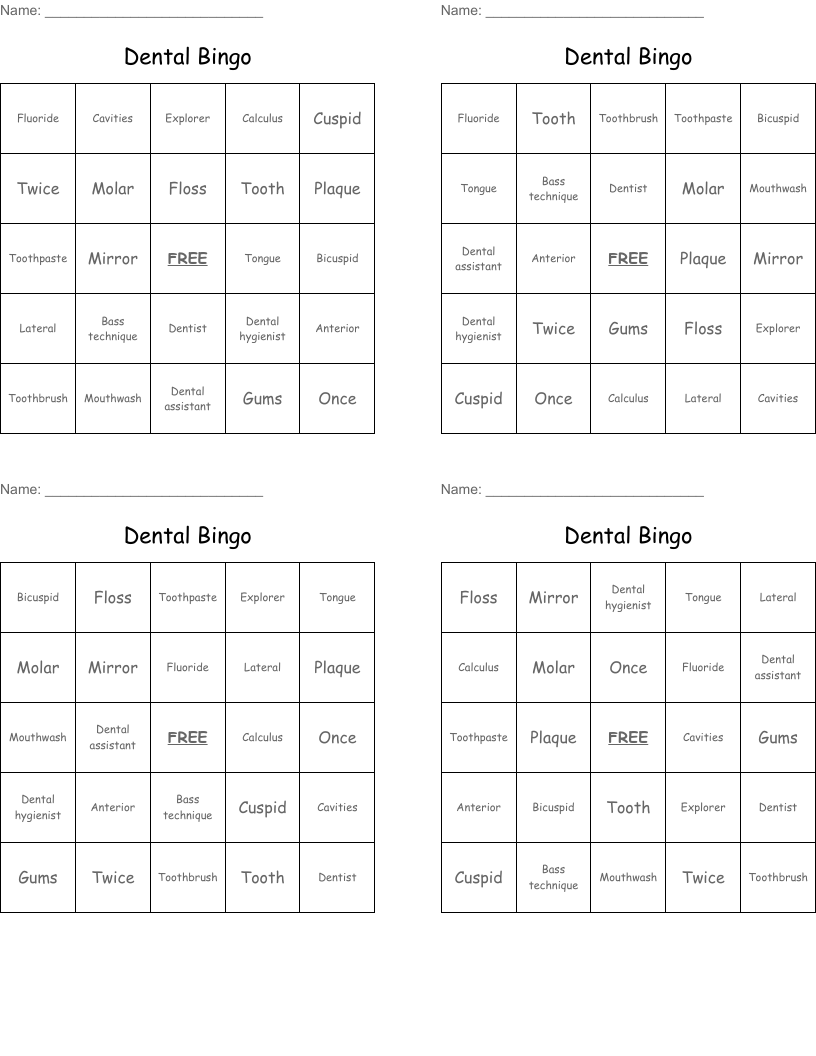 Dental Bingo