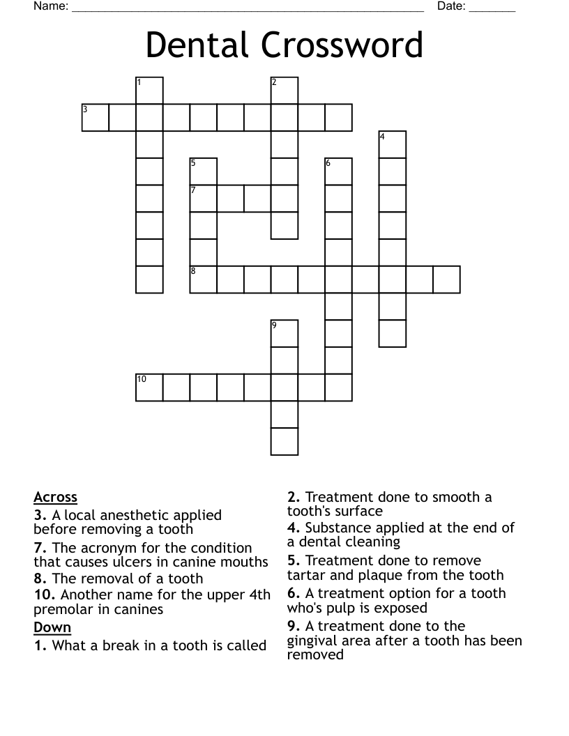 Dental Crossword