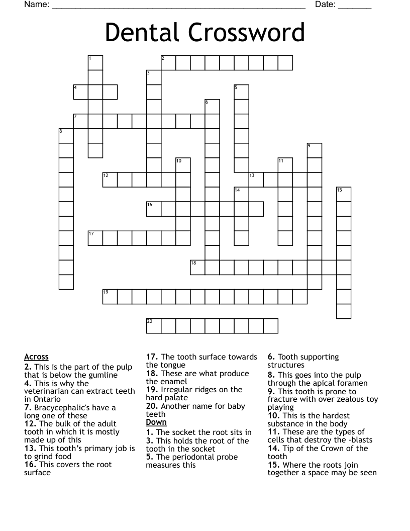 Dental Crossword