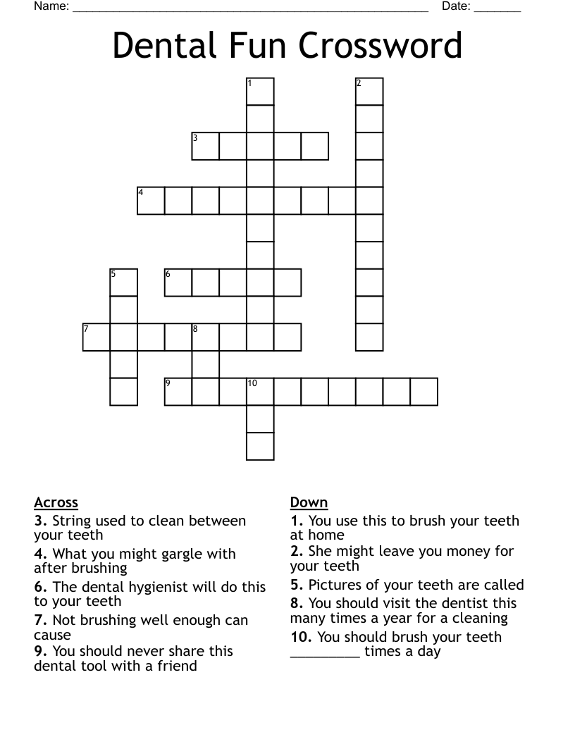 Dental Fun Crossword
