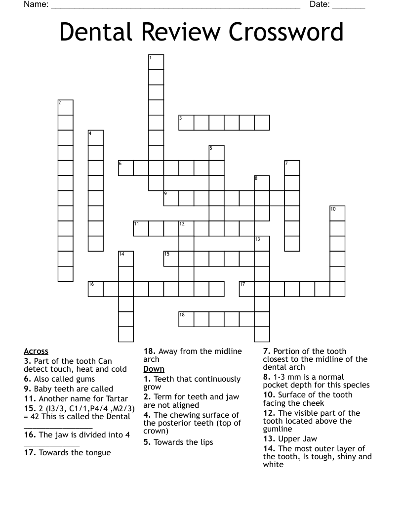 Dental Review Crossword 