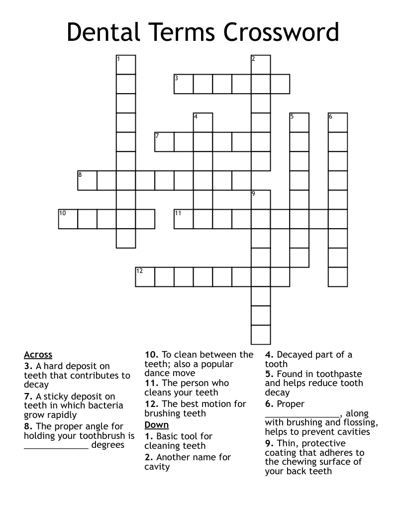 Dental Terms Crossword