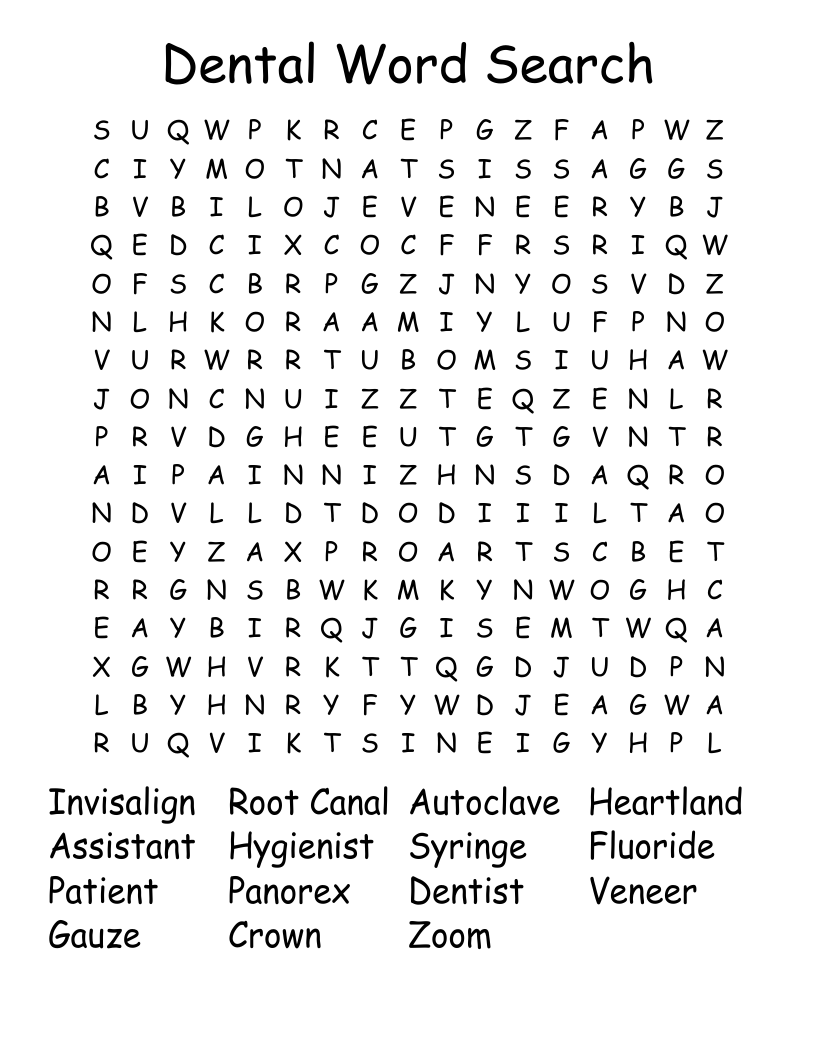Dental Word Search