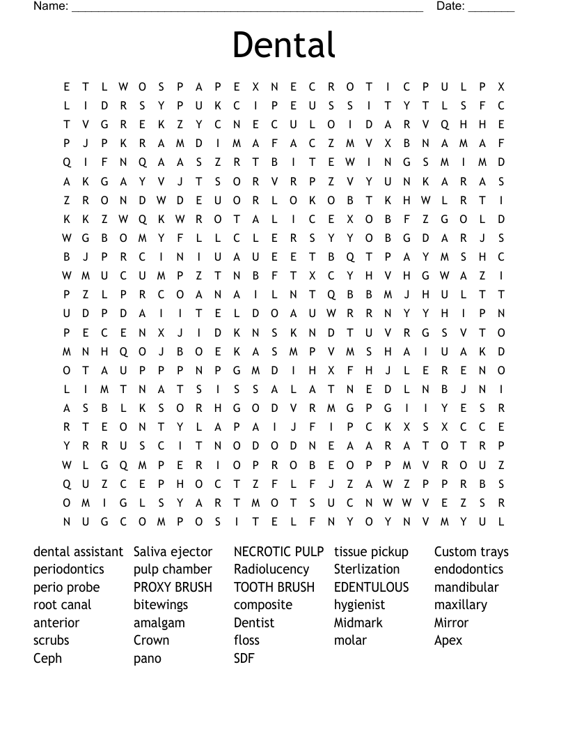 Dental  Word Search