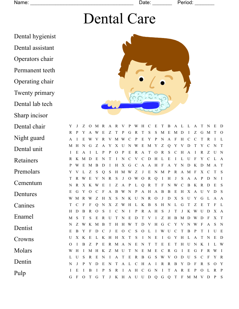 Dental Care Word Search