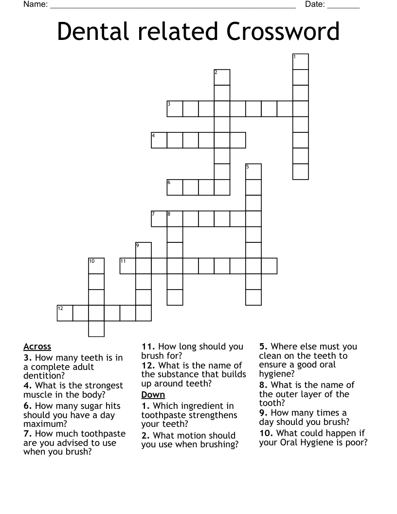 Dental related Crossword