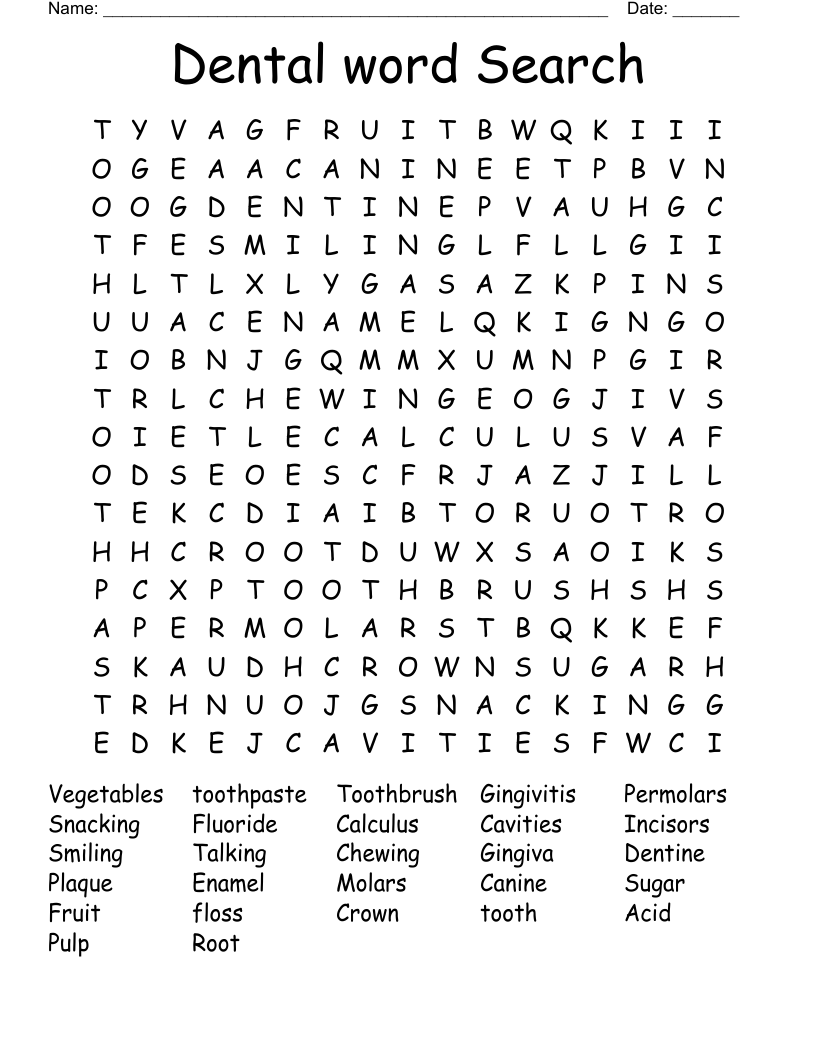 Dental word Search