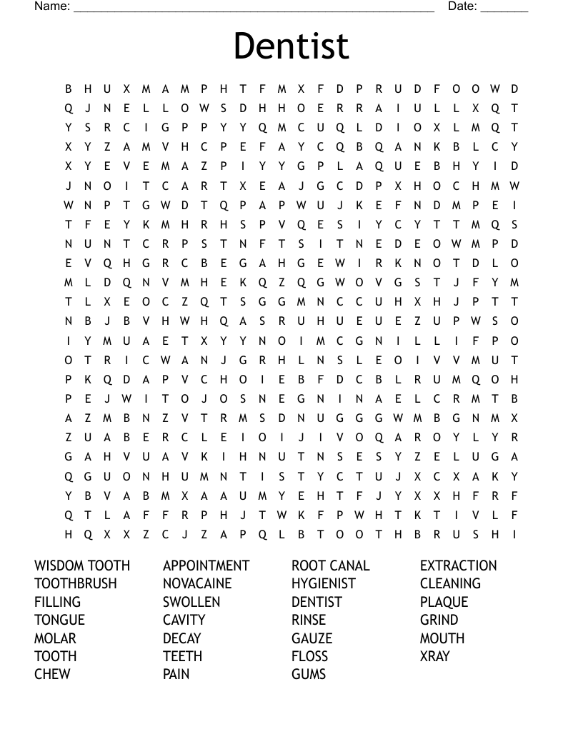 Dentist Word Search