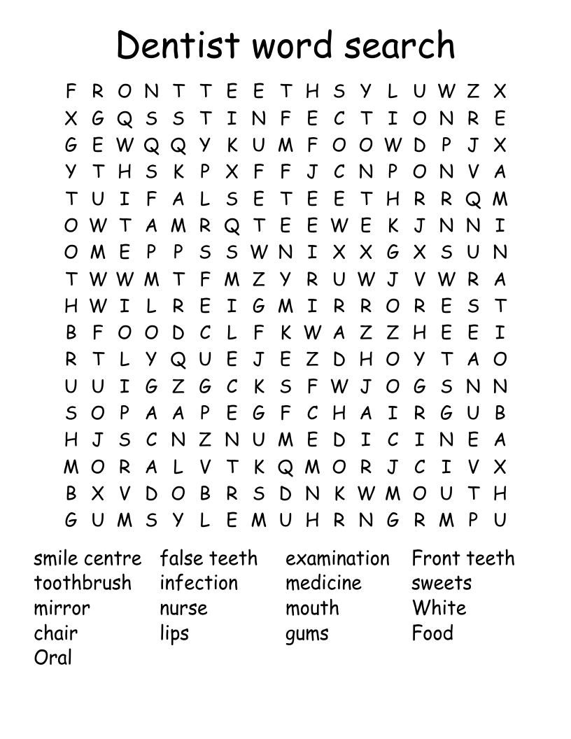 Dentist word search 