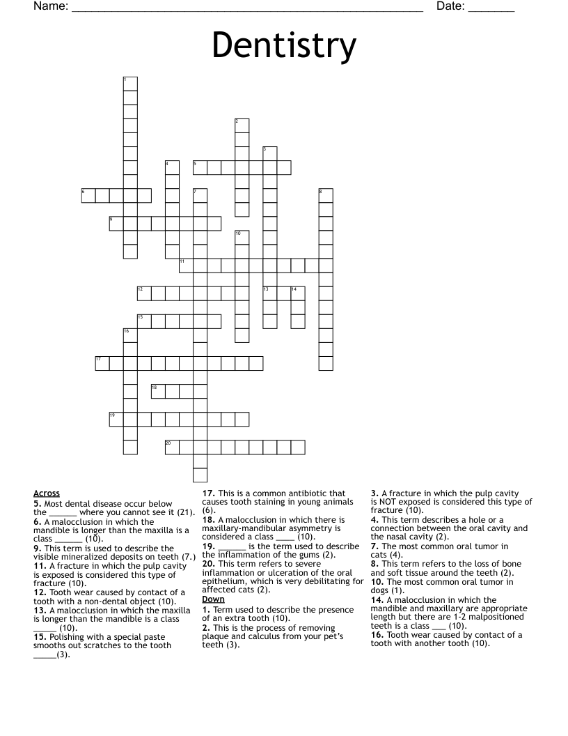 Dentistry Crossword