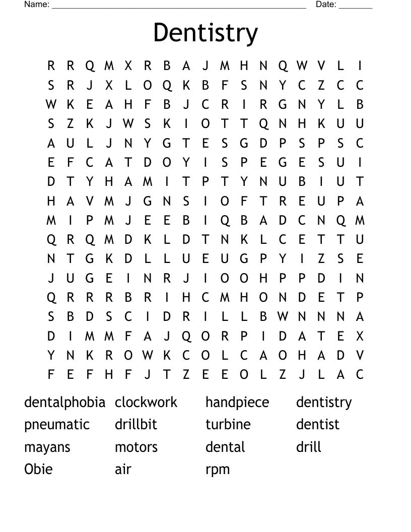 Dentistry Word Search