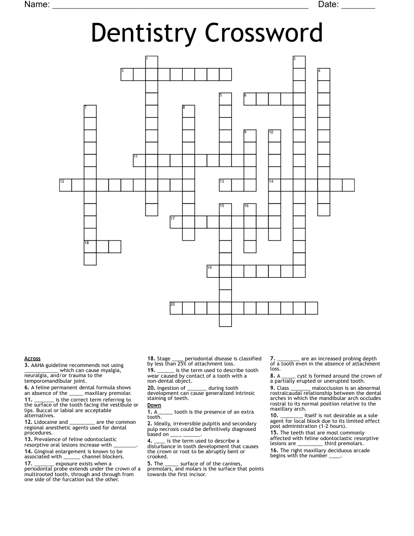 Dentistry Crossword