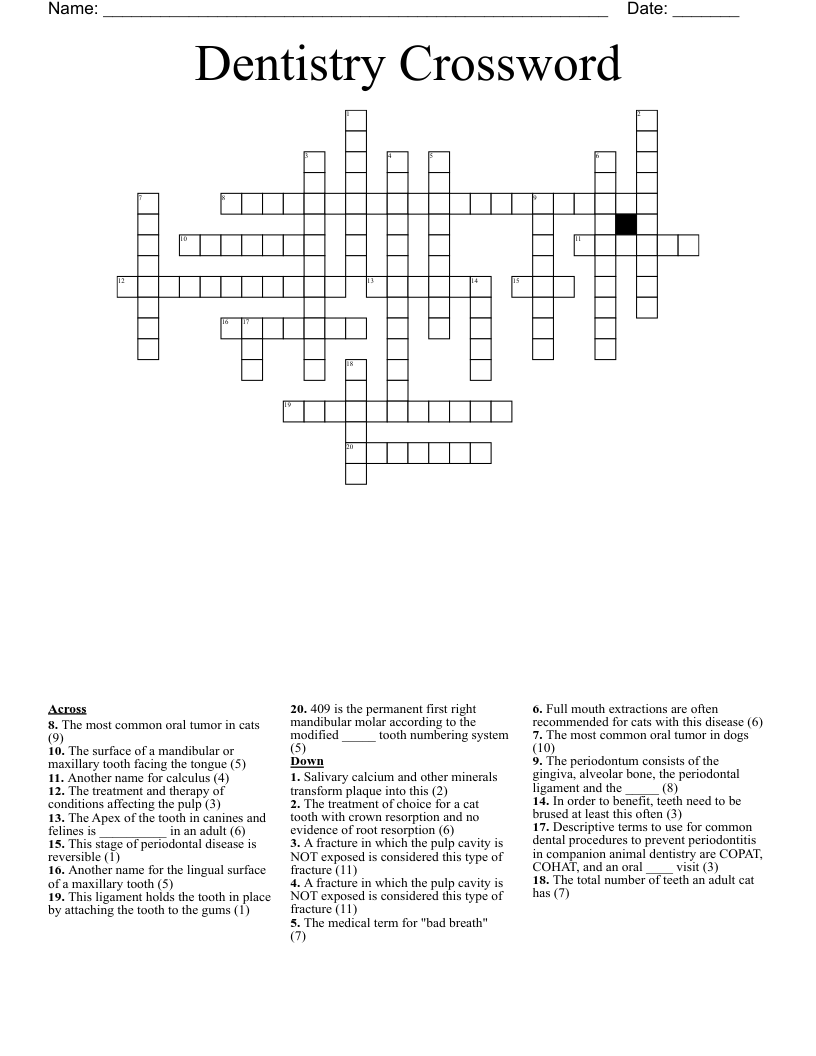 Dentistry Crossword