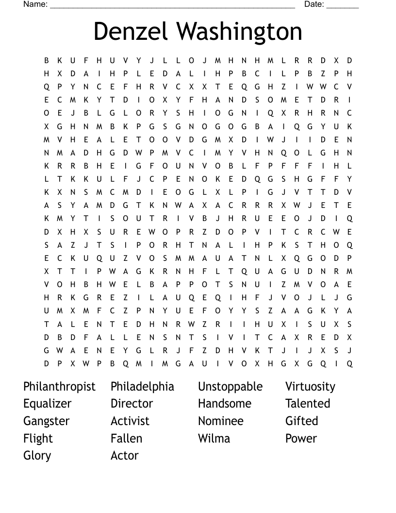 Denzel Washington Word Search