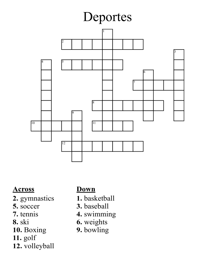 Deportes Crossword