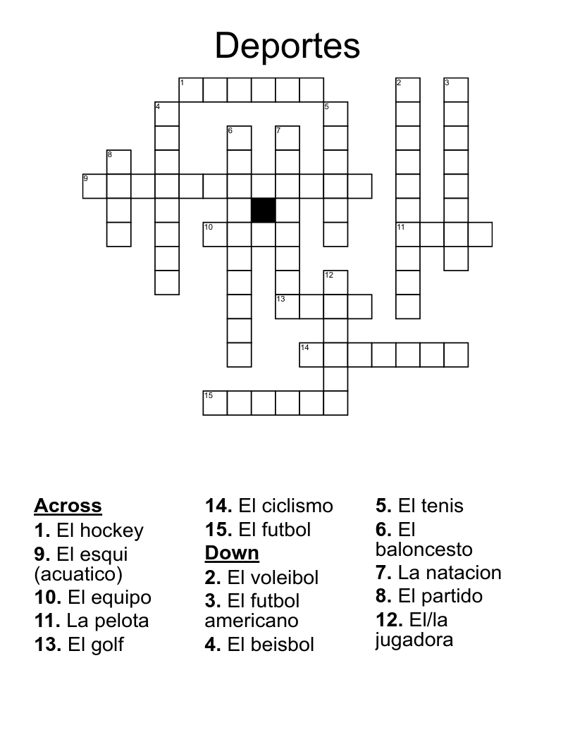 Deportes Crossword