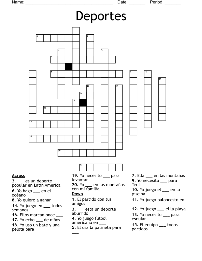 Deportes Crossword
