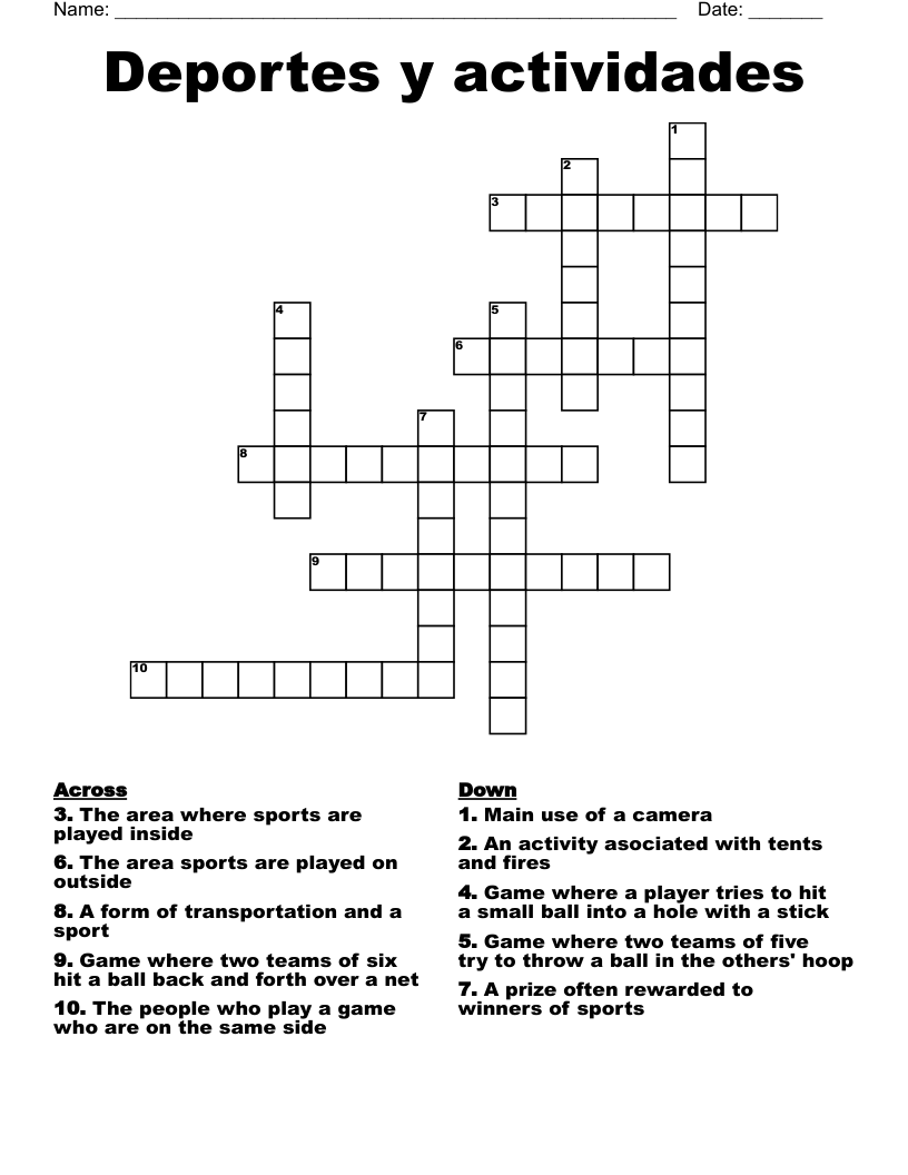Deportes y actividades  Crossword