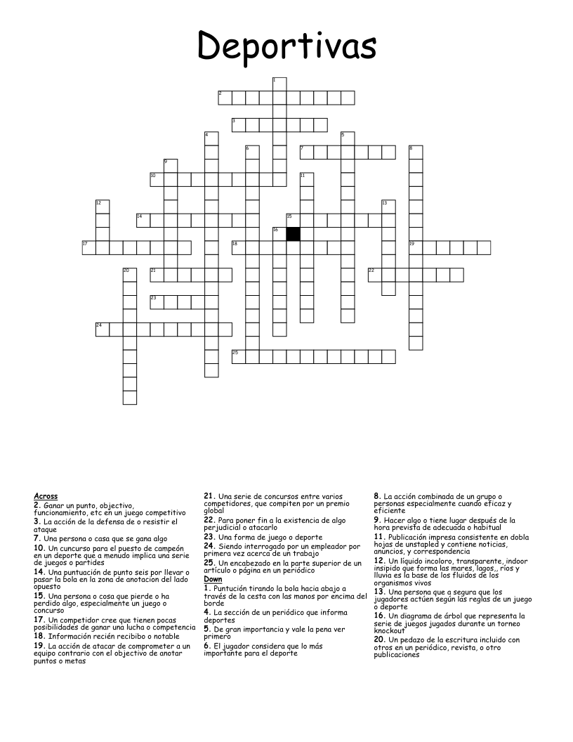 Deportivas Crossword