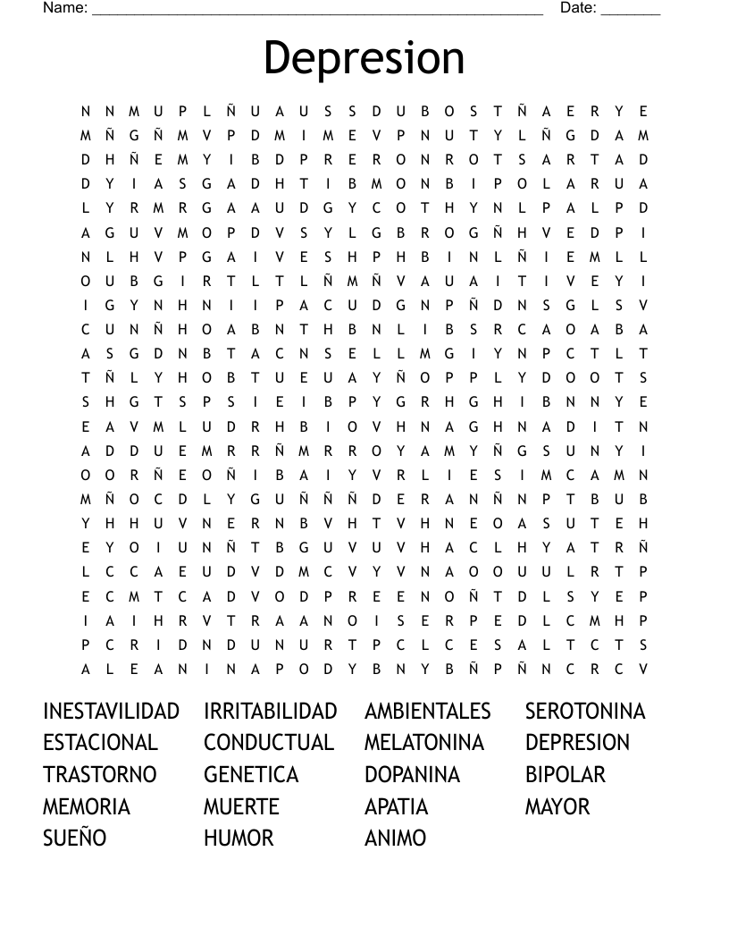 Depresion Word Search