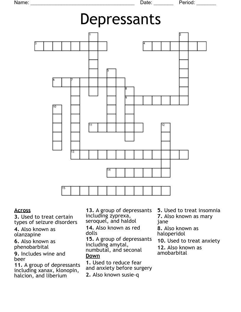 Depressants Crossword