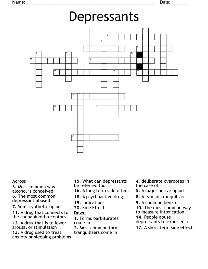 Depressants Crossword