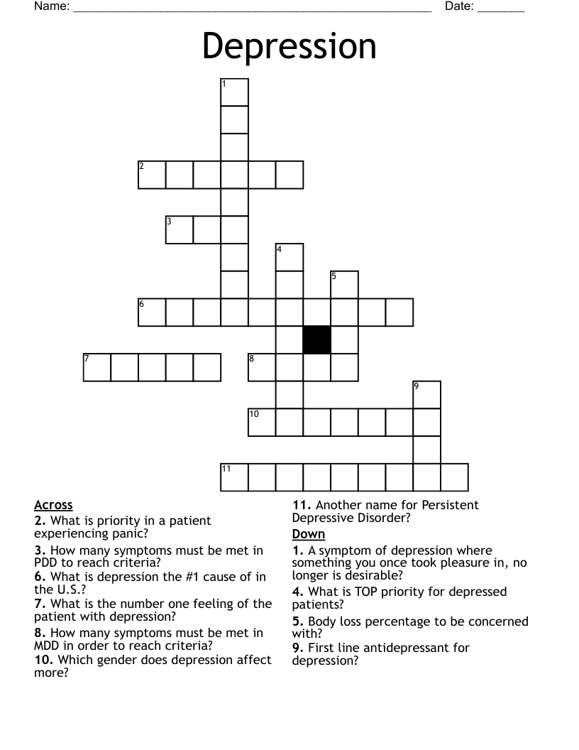 Depression Crossword