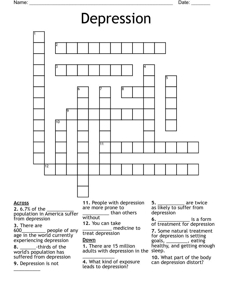 Depression Crossword