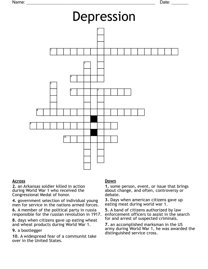 Depression Crossword