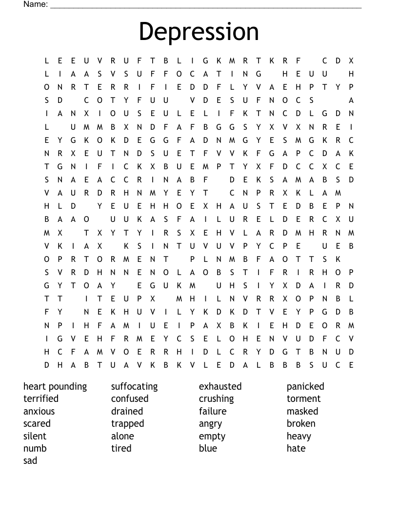 Depression Word Search