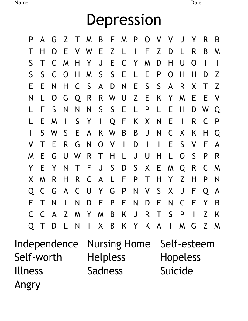 Depression Word Search