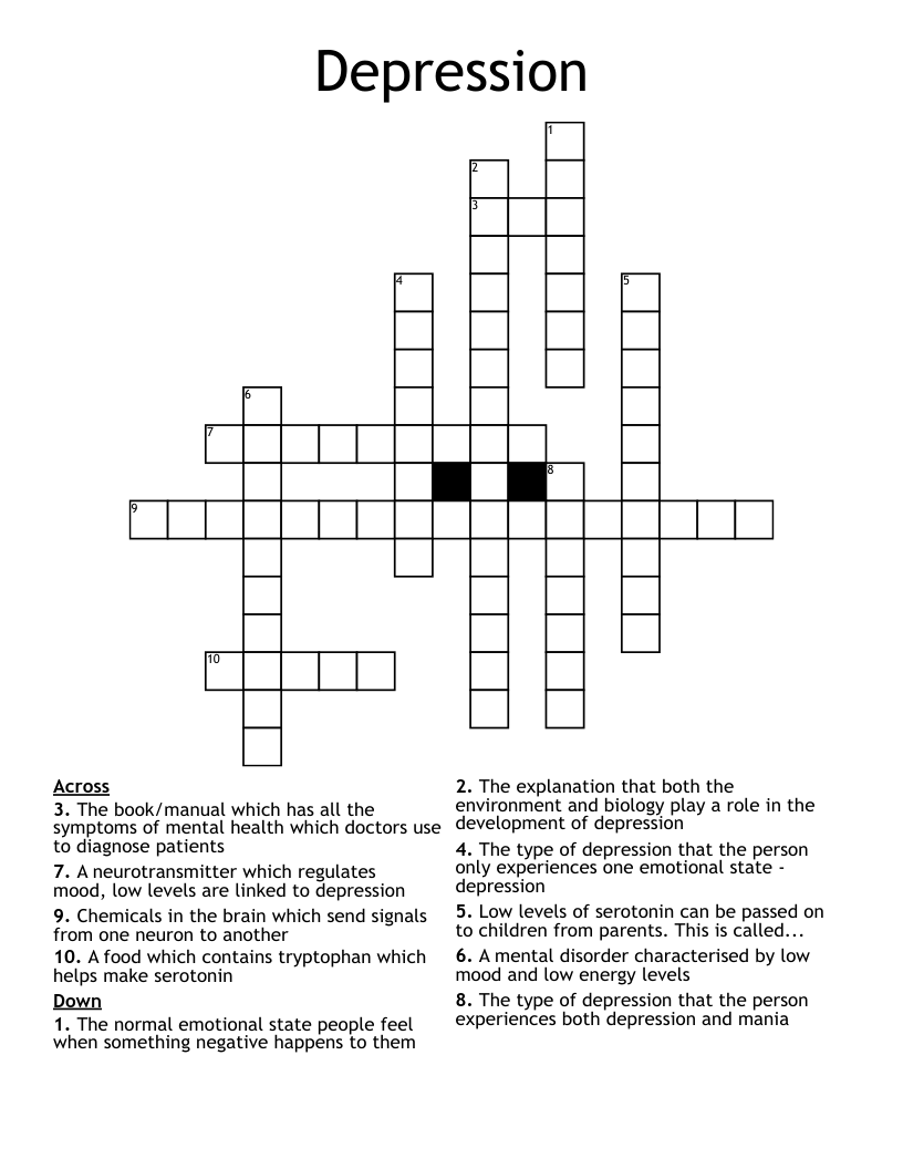 Depression Crossword