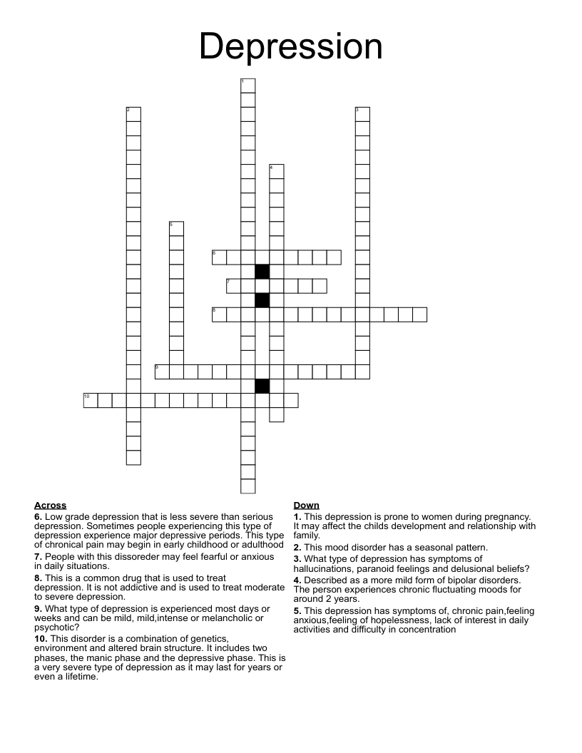 Depression Crossword