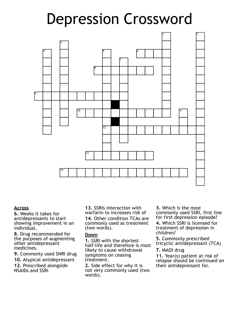 Depression Crossword