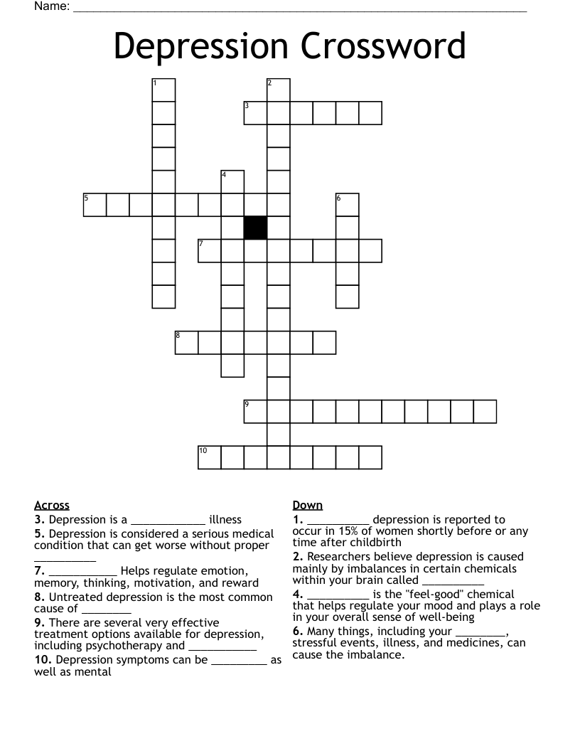Depression Crossword