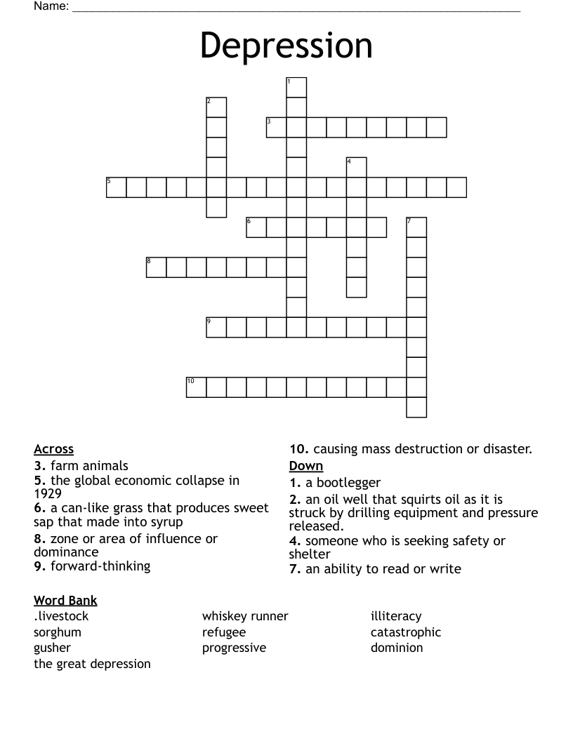 Depression  Crossword