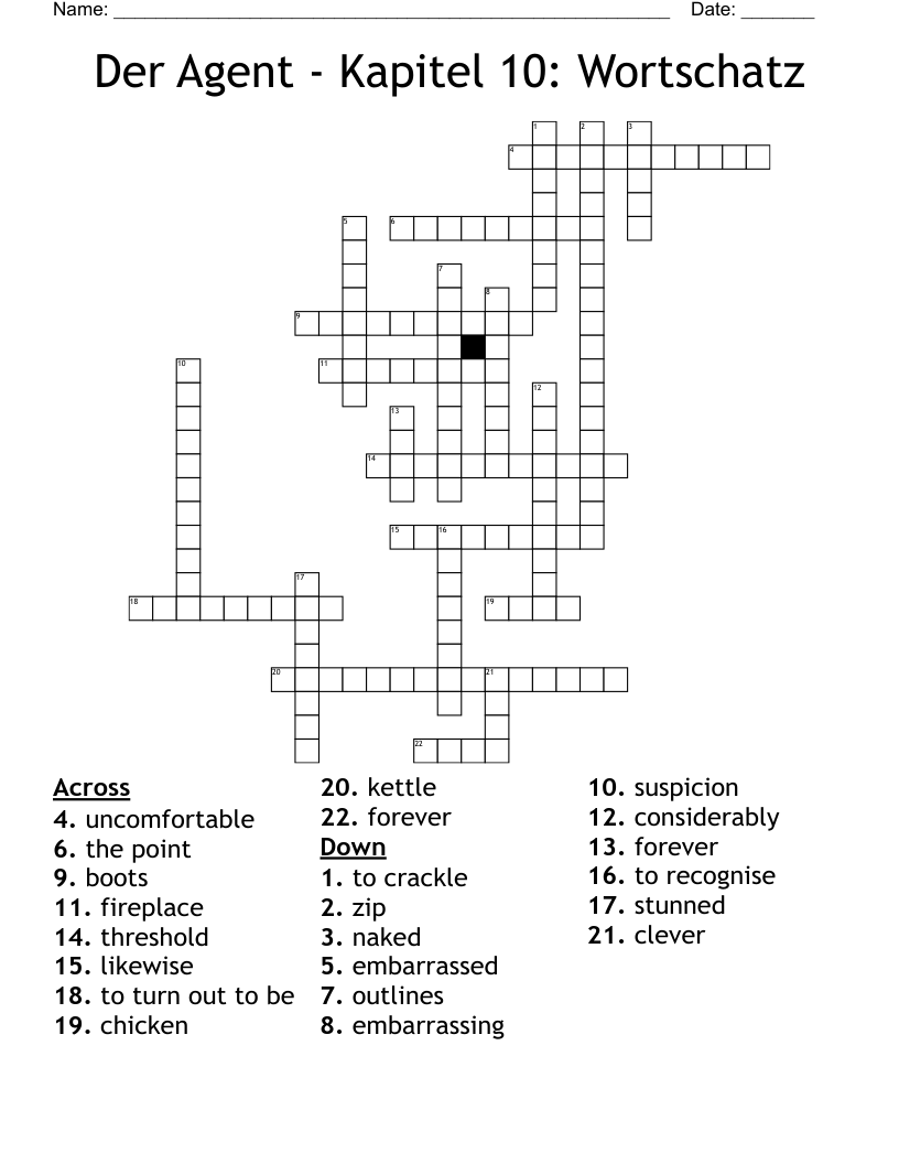 Der Agent - Kapitel 10: Wortschatz Crossword
